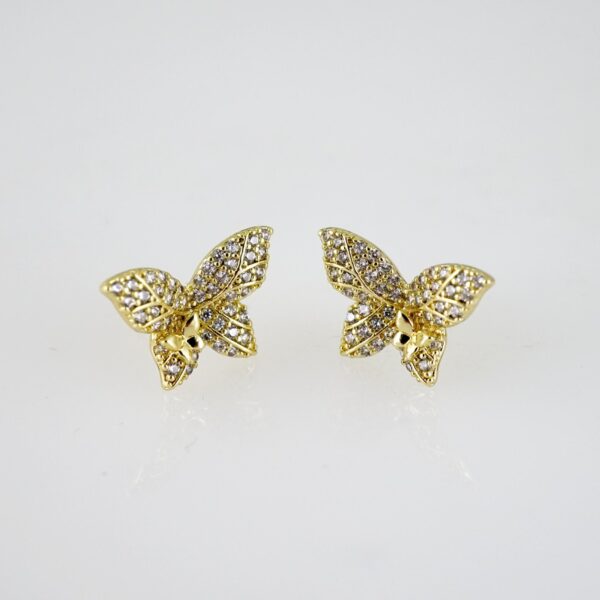 E2722 Earrings - Aretes - Zircon Stone - 14K Real Color