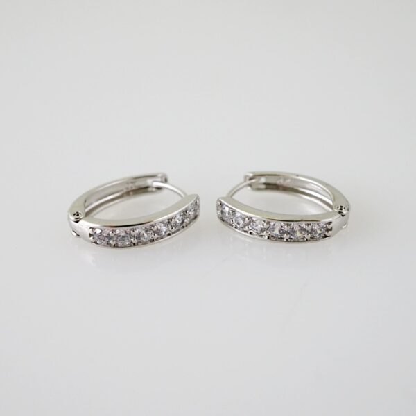 E2327 Earrings - Aretes - Zircon Stone - Silver Color