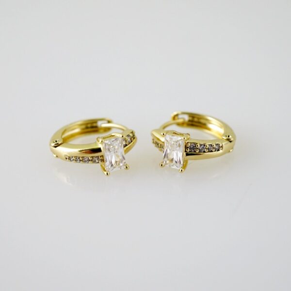 E2329 Earrings - Aretes - Zircon Stone - 14K Real Color