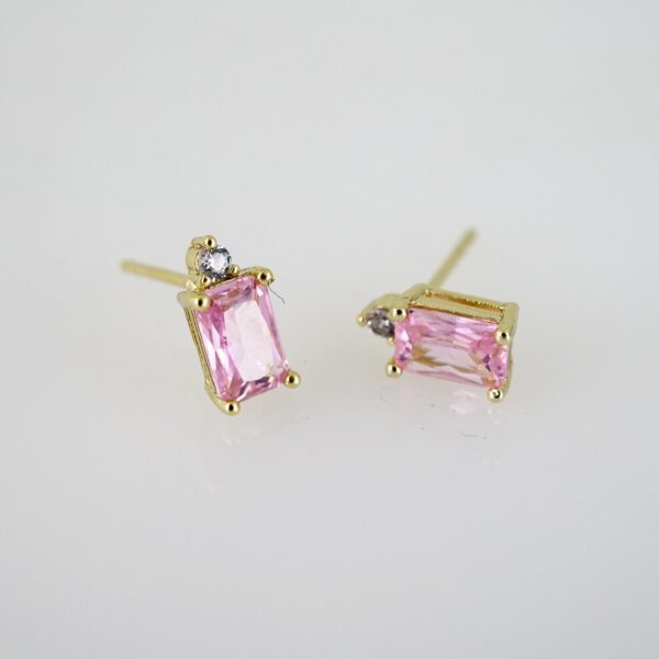 E2725 Earrings - Aretes - Zircon Stone - 14K Real Color