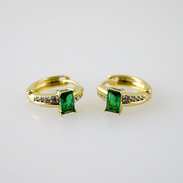 E2332 Earrings - Aretes - Zircon Stone - 14K Real Color