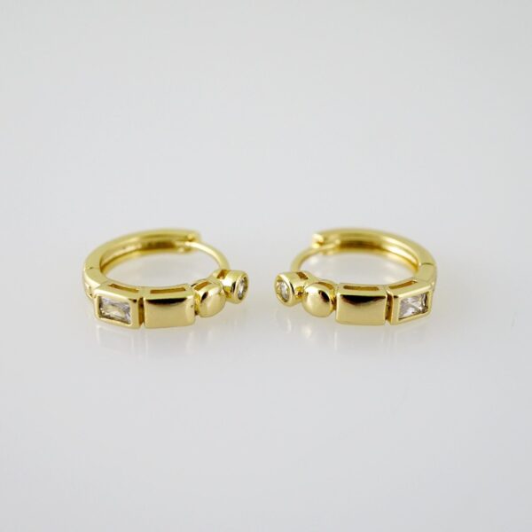 E2333 Earrings - Aretes - Zircon Stone - 14K Real Color