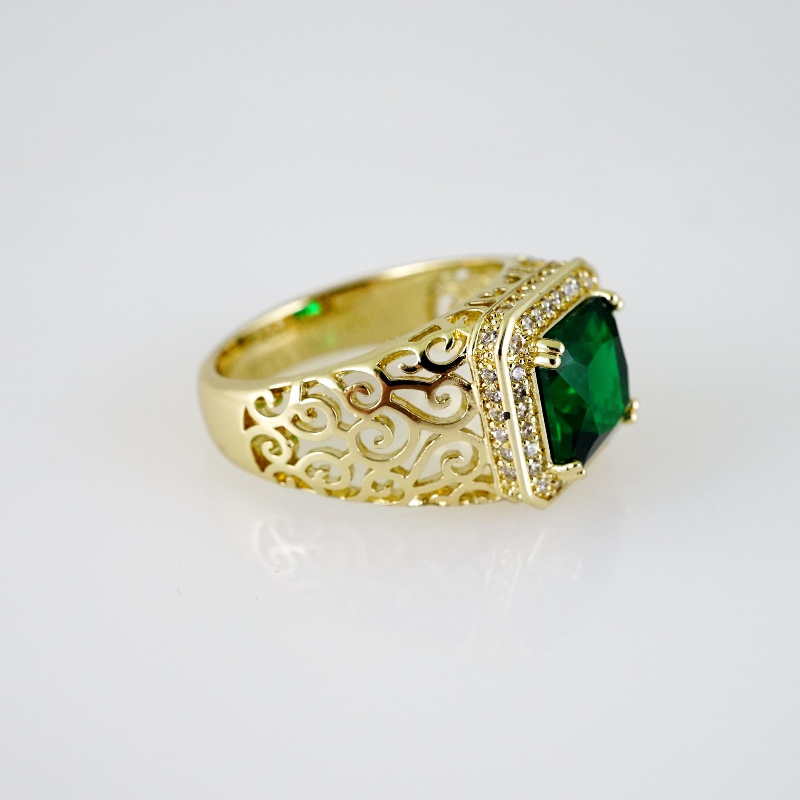 R862 RING - ANILLO - Zircon Stone - 14K Real Color - Image 2