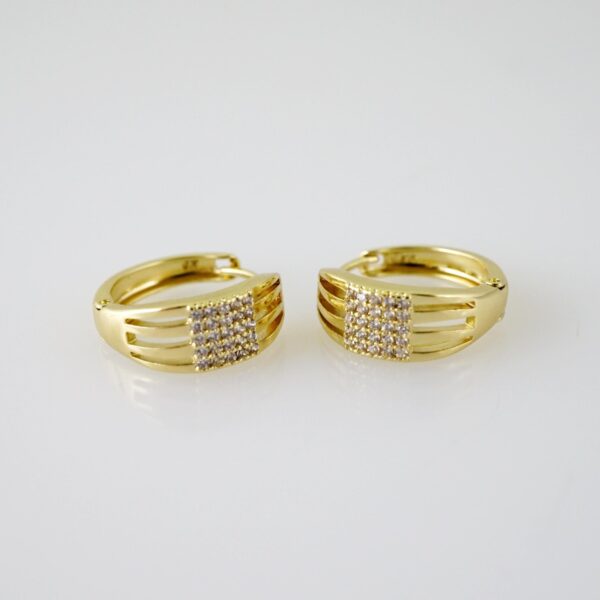 E2335 Earrings - Aretes - Zircon Stone - 14K Real Color