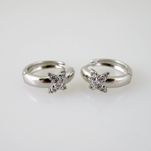 E2342 Earrings - Aretes - Zircon Stone - Silver Color