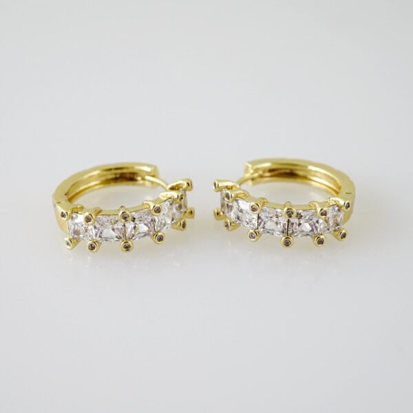 E2347 Earrings - Aretes - Zircon Stone - 14K Real Color