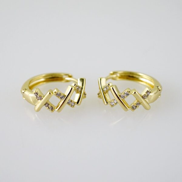 E2350 Earrings - Aretes - Zircon Stone - 14K Real Color