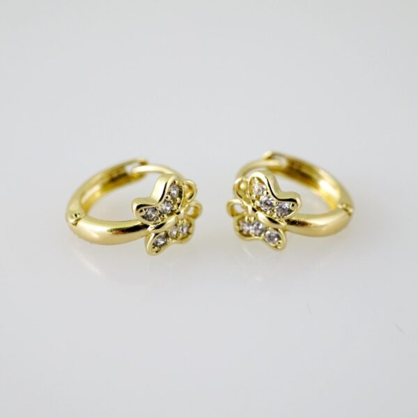 E2348 Earrings - Aretes - Zircon Stone - 14K Real Color
