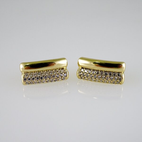 E2729 Earrings - Aretes - Zircon Stone - 14K Real Color