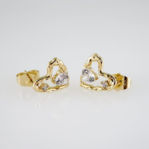 E2730 Earrings - Aretes - Zircon Stone - 14K Real Color