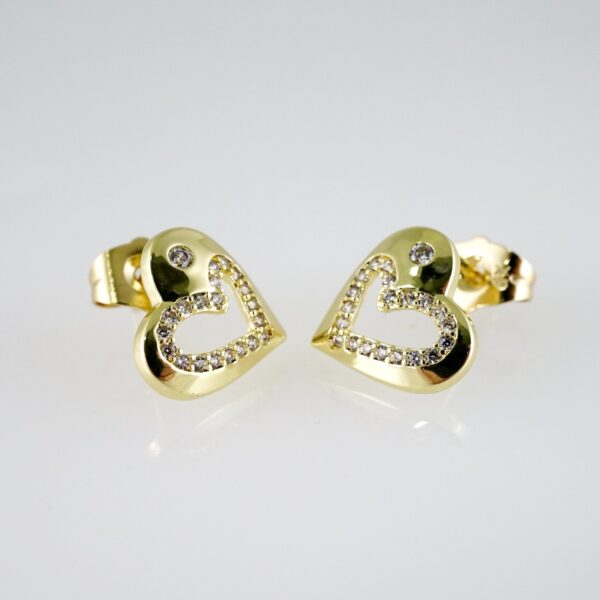 E2733 Earrings - Aretes - Zircon Stone - 14K Real Color