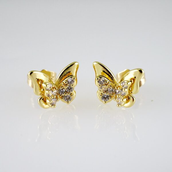 E2734 Earrings - Aretes - Zircon Stone - 14K Real Color