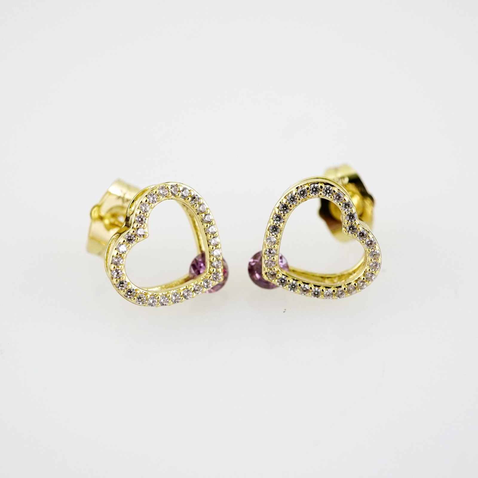 E2199 Earrings - Aretes - Zircon Stone - 14K Real Color