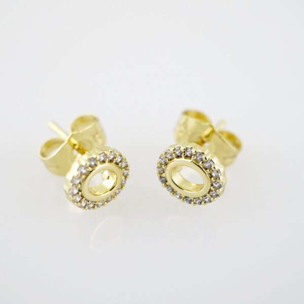 E2202 Earrings - Aretes - Zircon Stone - 14K Real Color