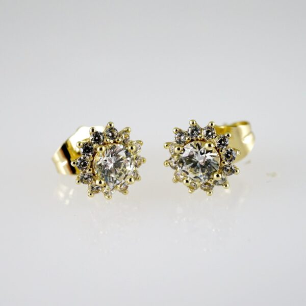 E2738 Earrings - Aretes - Zircon Stone - 14K Real Color
