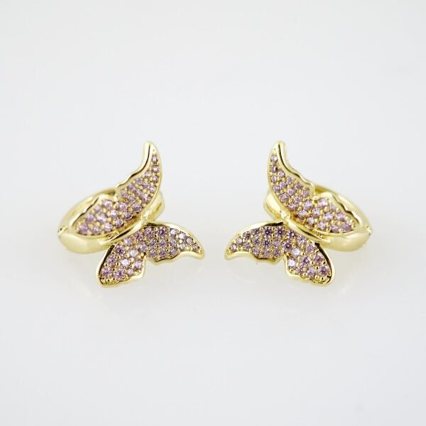 E2205 Earrings - Aretes - Zircon Stone - 14K Real Color