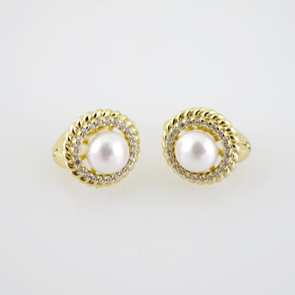 E2213 Earrings - Aretes - Zircon Stone - 14K Real Color