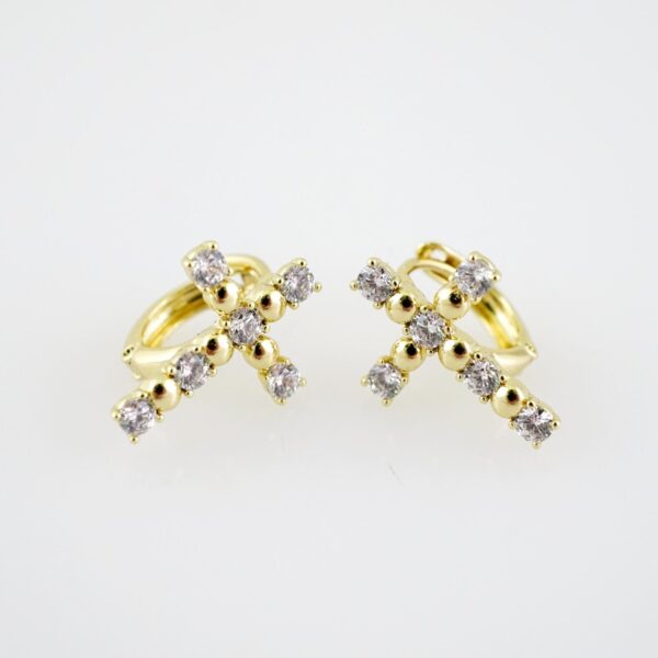 E2217 Earrings - Aretes - Zircon Stone - 14K Real Color