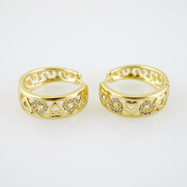 E2218 Earrings - Aretes - Zircon Stone - 14K Real Color