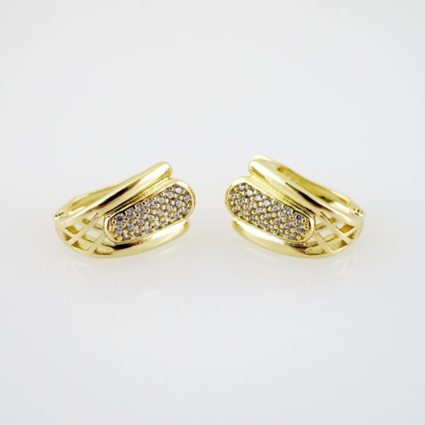 E2225 Earrings - Aretes - Zircon Stone - 14K Real Color