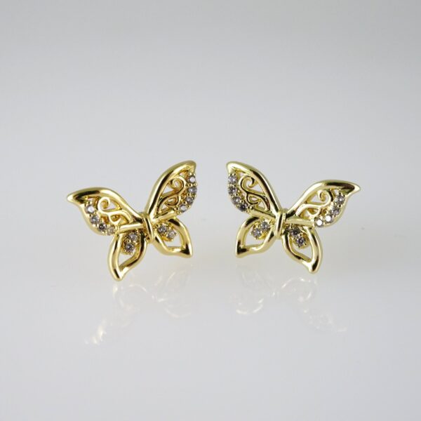 E2742 Earrings - Aretes - Zircon Stone - 14K Real Color