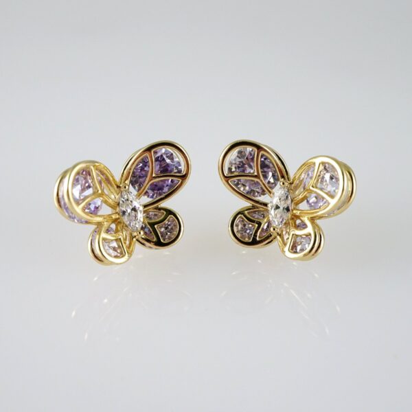 E2745 Earrings - Aretes - Zircon Stone - 14K Real Color