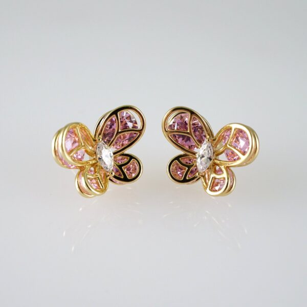 E2747 Earrings - Aretes - Zircon Stone - 14K Real Color