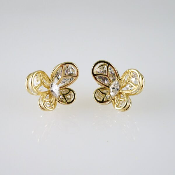 E2750 Earrings - Aretes - Zircon Stone - 14K Real Color