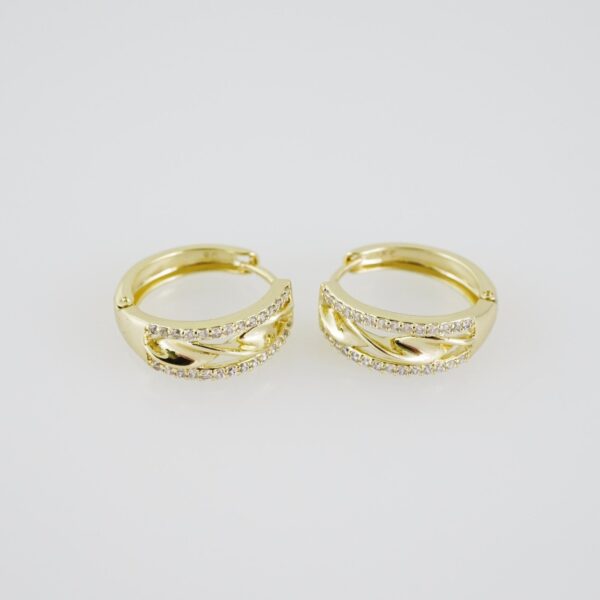 E1927 Earrings - Aretes - Zircon Stone - 14K Real Color