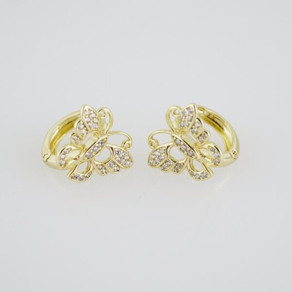 E1928 Earrings - Aretes - Zircon Stone - 14K Real Color