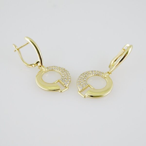 E1934 Earrings - Aretes - Zircon Stone - 14K Real Color