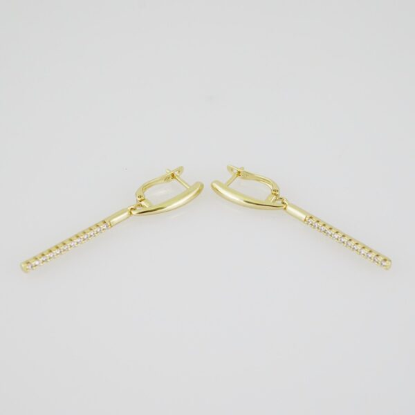E1936 Earrings - Aretes - Zircon Stone - 14K Real Color