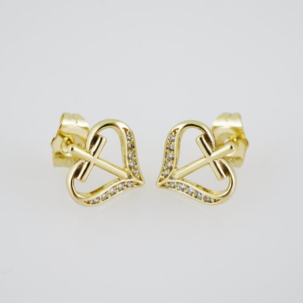 E1940 Earrings - Aretes - Zircon Stone - 14K Real Color