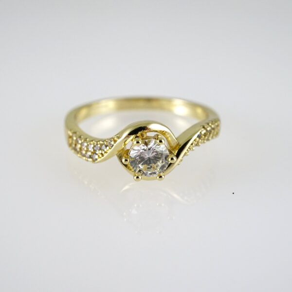 R881 RING - ANILLO - Zircon Stone - 14K Real Color