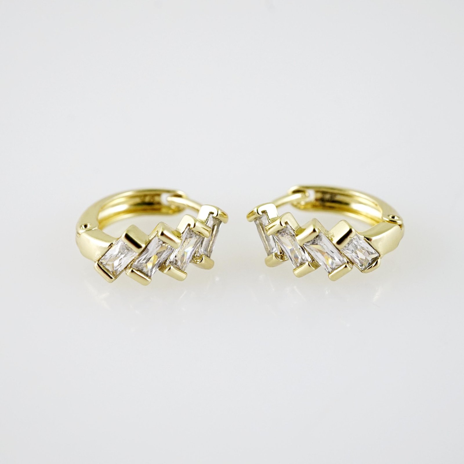 E2227 Earrings - Aretes - Zircon Stone - 14K Real Color
