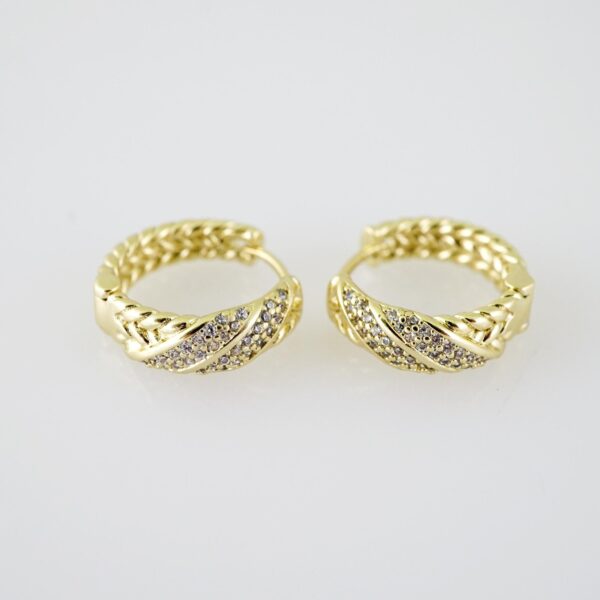E1964 Earrings - Aretes - Zircon Stone - 14K Real Color