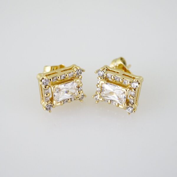 E1961 Earrings - Aretes - Zircon Stone - 14K Real Color