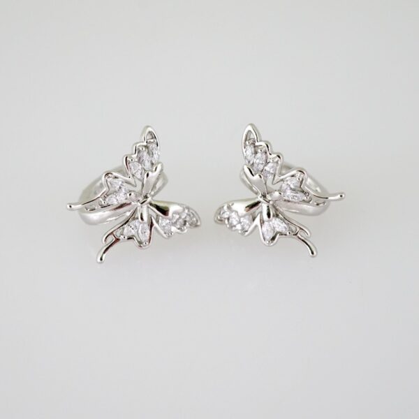 E1962 Earrings - Aretes - Zircon Stone - Silver Color