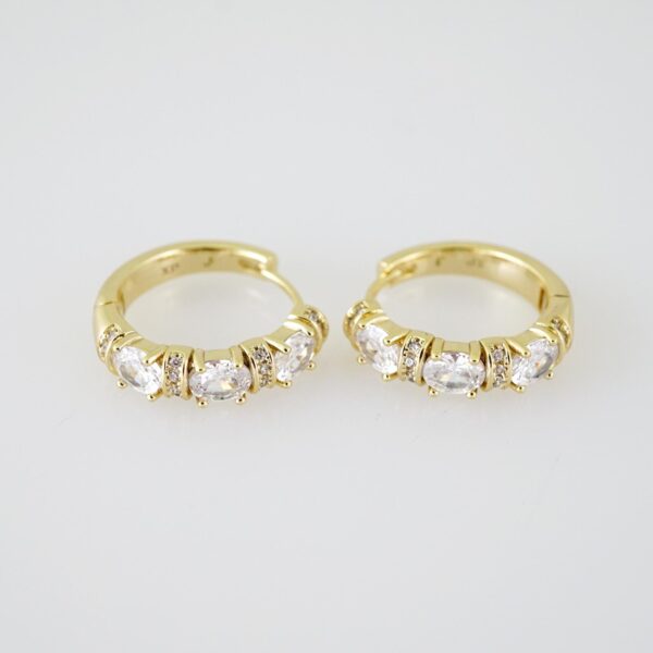 E1965 Earrings - Aretes - Zircon Stone - 14K Real Color