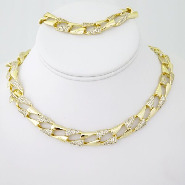 SET1495 Gargantilla & Pulsera - Choker W - Bracelet - 14K Real Color - Zircon Stone