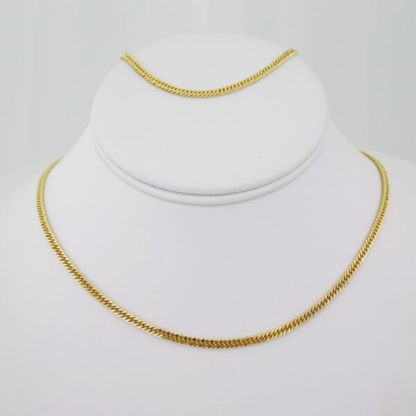 SET1500 Gargantilla & Pulsera - Choker W - Bracelet - Plain - 14K Real Color - 2mmX45cm