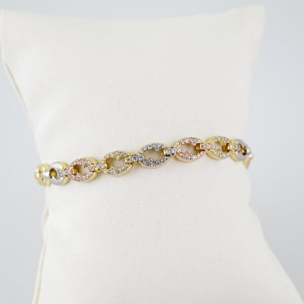 B1590  Bracelet - Pulseras - Zircon Stone - Three Tone