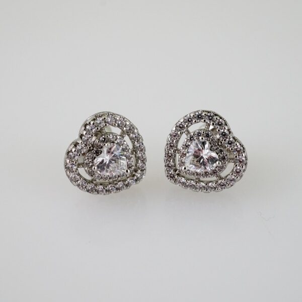 E2238 Earrings - Aretes - Zircon Stone - Silver Color