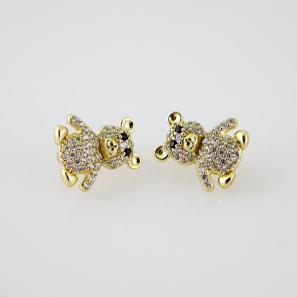 E2239 Earrings - Aretes - Zircon Stone - 14K Real Color