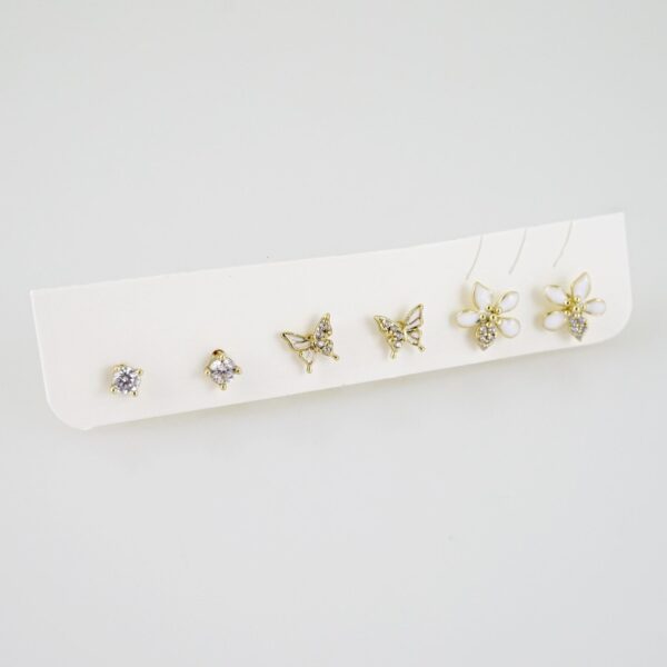E2241 Earrings - Aretes - Zircon Stone - 14K Real Color