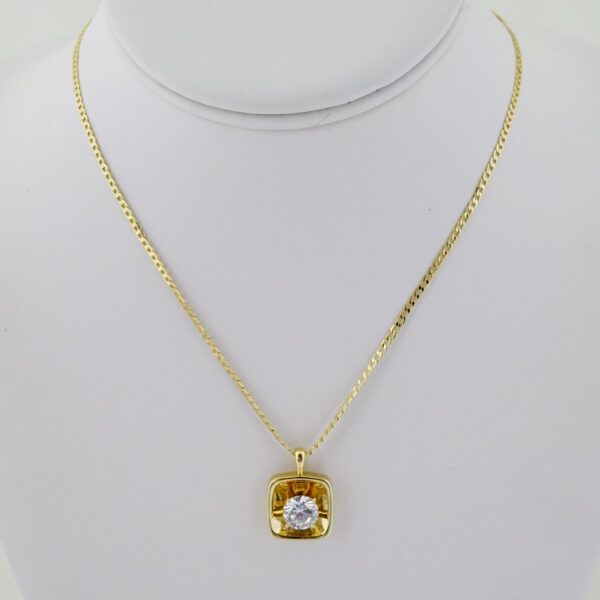 SET1685 Cadenas - Colgante - Aretes - Chain W - Pendants- Earrings - 14K Real Color - Zircon Stone - 2mmx45cm