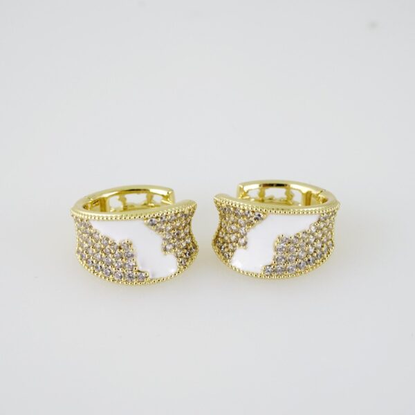 E1966 Earrings - Aretes - Zircon Stone - 14K Real Color