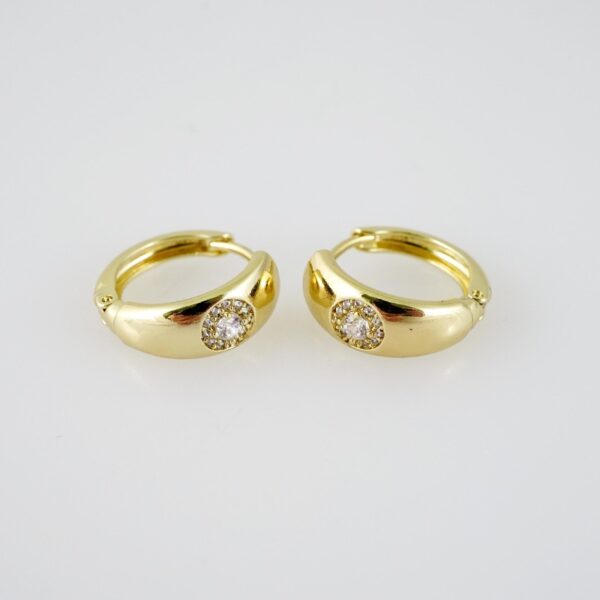 E1967 Earrings - Aretes - Zircon Stone - 14K Real Color