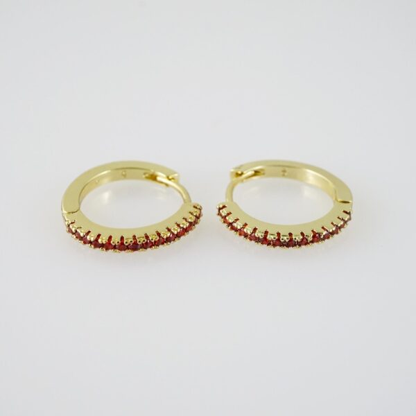 E1973 Earrings - Aretes - Zircon Stone - 14K Real Color