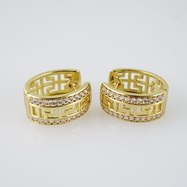 E1974 Earrings - Aretes - Zircon Stone - 14K Real Color
